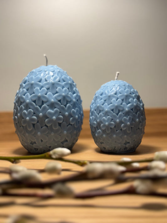 Floral easter egg candle - blue