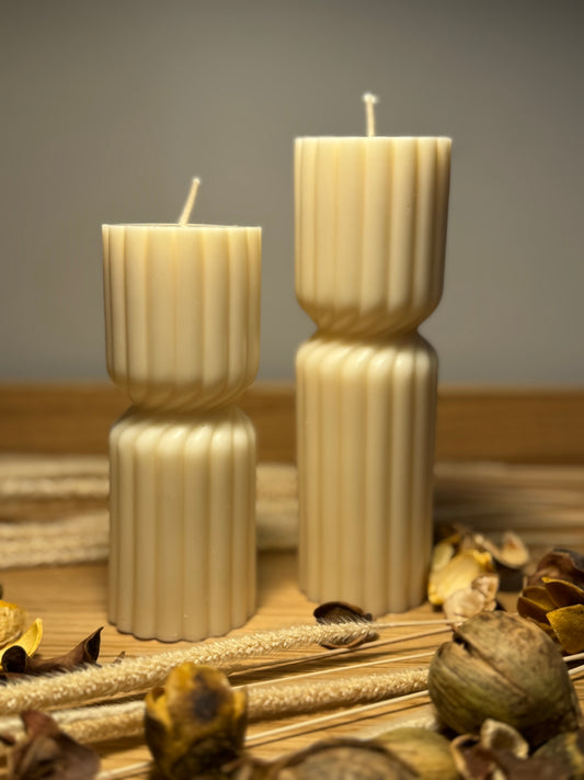 Striped pillar candle