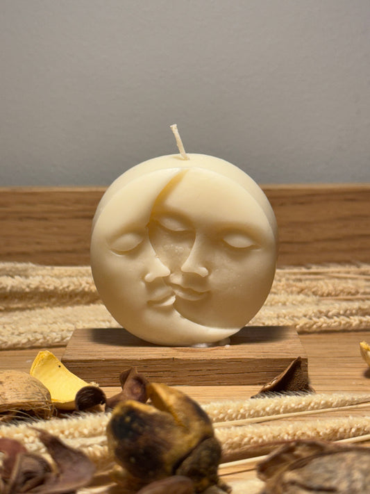Sun-moon face candle