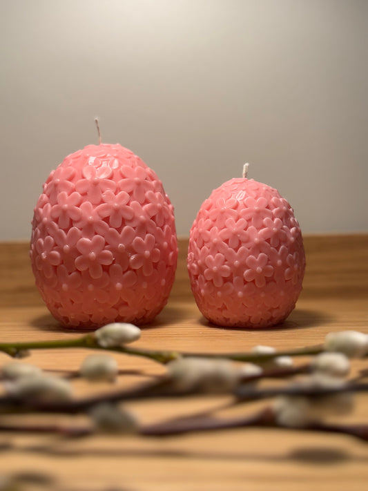 Floral easter egg candle - pink